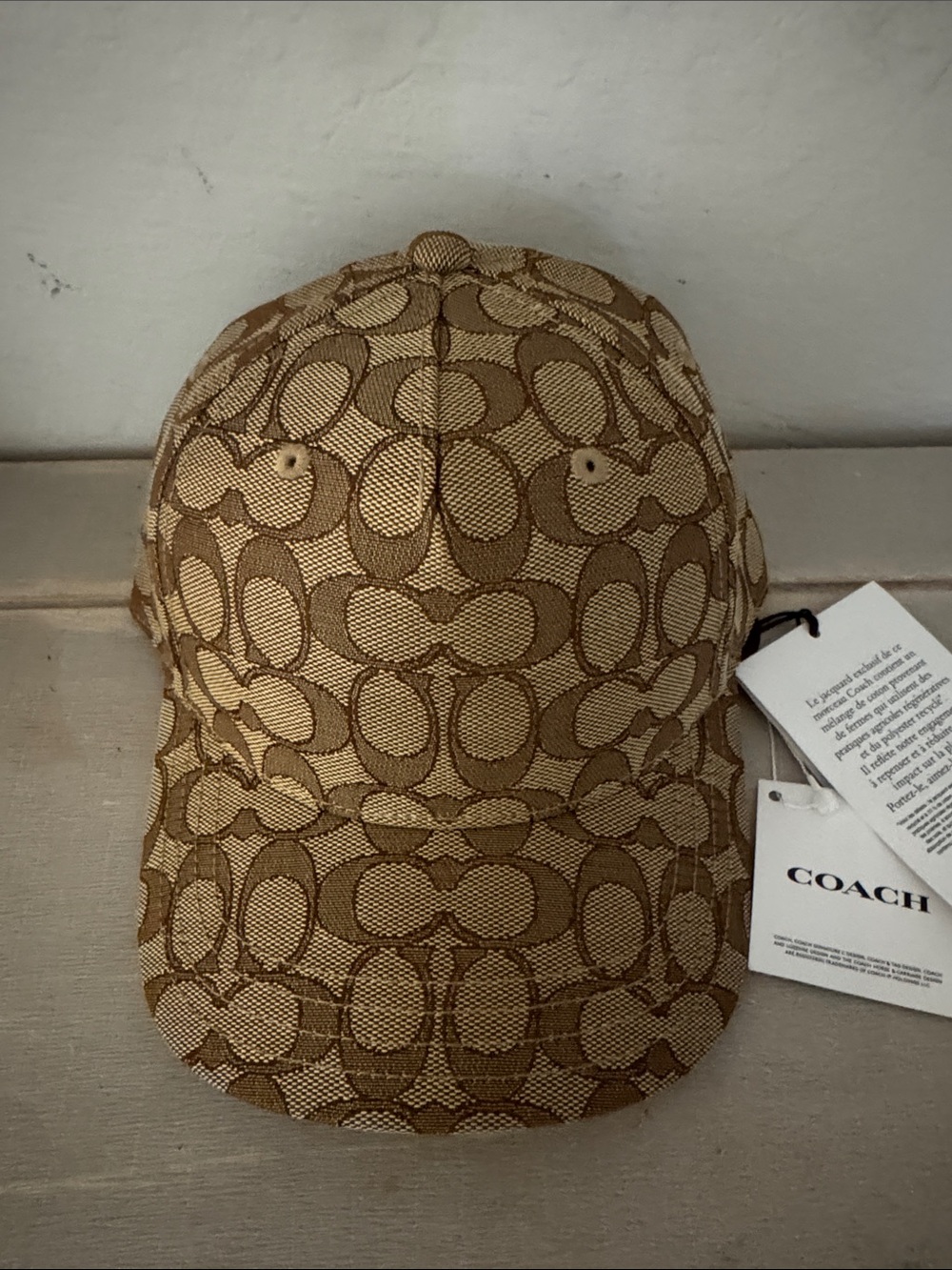 Coach Tan Logo Jacquard Baseball Cap